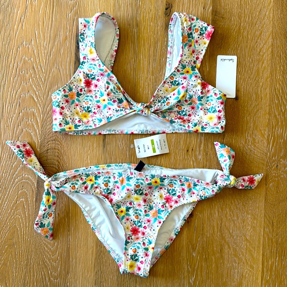 Girls splendid 2 piece bikini floral print size 14 nwt